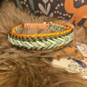 Prairie Lily" Braided paracord dog collar- Medium to large dog adjustable waterproof webbing