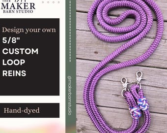 Redini ad anello personalizzate da 5/8" tinte a mano per cavalli con nodi decorativi in paracord intrecciato.