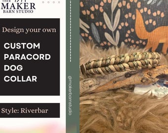 Collare Riverbar personalizzato con cinturino in tessuto impermeabile e dettagli intrecciati in paracord.
