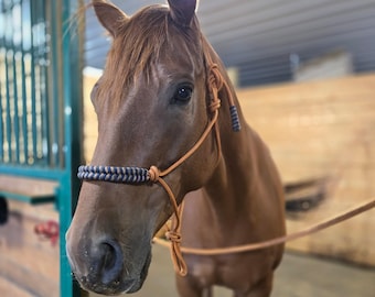 Cavezza da barca personalizzata in corda morbida da 1/4" per cavalli con capezzina intrecciata
