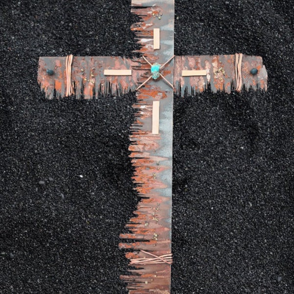 Unique Rustic Detailed One Of A Kind Metal Cross