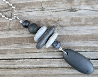 Beach Stone Keychain,Rearview Mirror Charm, Ornament, Pendant