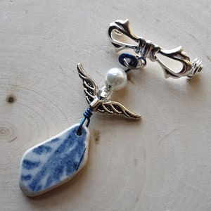 Sea Pottery Sea Glass Angel Pin Sea Pottery Angel Brooch Beach Glass Sea Glass Jewelry Gift image 4