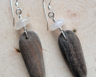 Driftwood and Cape May Diamonds Earrings, Cape May Diamonds and Driftwood Earrings