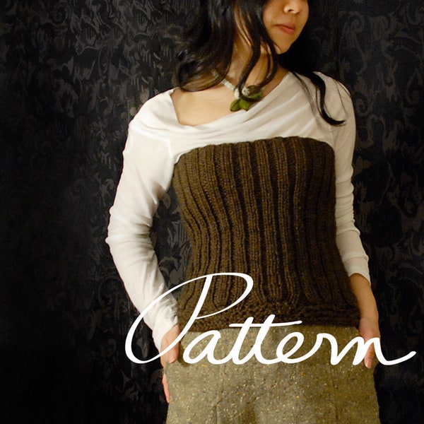 PATTERN - Knitting Pattern for Women - Digital Download - Knit Ribbed Bustier - Women's Top - Stretch - Chunky Knit - PDF