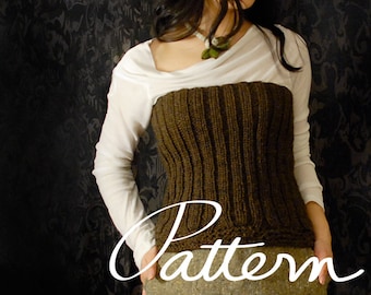 PATTERN - Knitting Pattern for Women - Digital Download - Knit Ribbed Bustier - Women's Top - Stretch - Chunky Knit - PDF