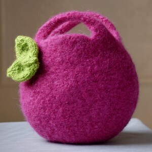 PATTERN Felt Bag Digital Download Felted Berry Bag and Knit Leaf Small and Large Circular Clutch Knitting pattern for Kids image 4