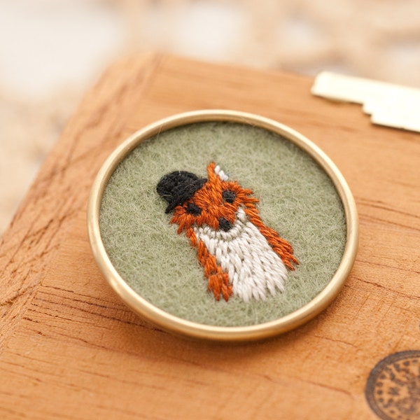 Mr. Bates Fox Embroidered Brooch with Bowler Hat