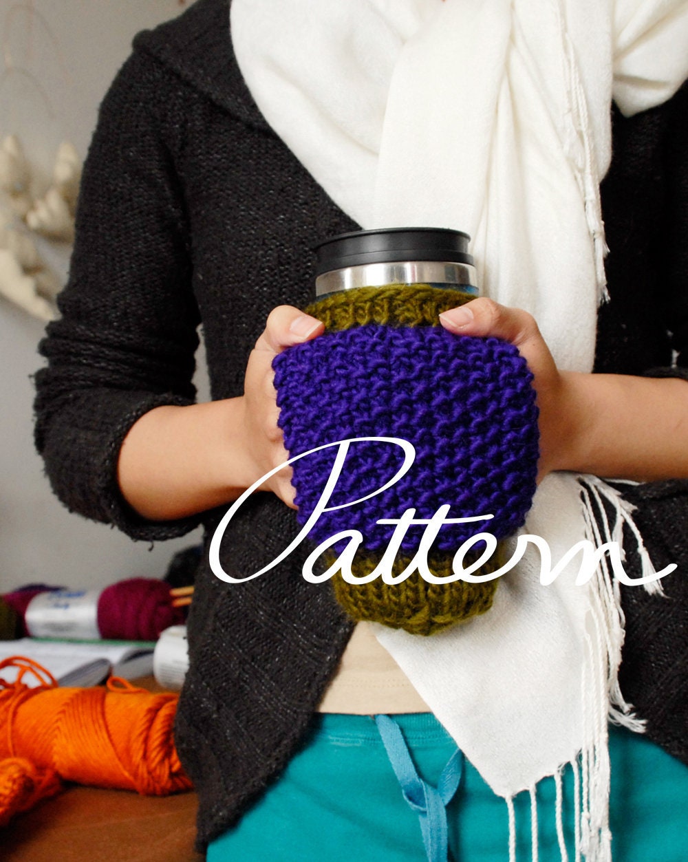 PATTERN Mug Cozy Digital Download PDF Knitting Pattern Hand Warmer Tea