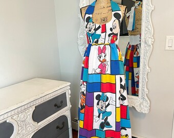 New York Couture *One of a Kind* MICKEY COLORBLOCK Maxi Halter Dress