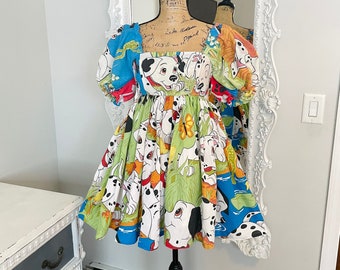 New York Couture *One of a Kind* 101 Puppies Dalmations Puff Sleeve Dress