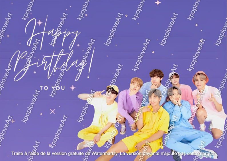 Biglietto d'auguri BTS stampabile, design unico e personalizzabile, download digitale, regalo fan K-Pop, biglietto d'auguri personalizzabile immagine 4