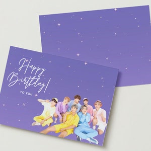 Biglietto d'auguri BTS stampabile, design unico e personalizzabile, download digitale, regalo fan K-Pop, biglietto d'auguri personalizzabile immagine 3