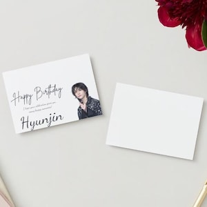 Tarjeta de cumpleaños de Stray Kids inspirada en hyunjin, producto digital imprimible: diseño único, tributo elegante, regalo para fanáticos del K-Pop