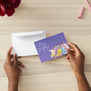 BTS Birthday Card Printable, Unique & Customizable Design, Digital Download, K-Pop Fan Gift, Personalizable Greeting Card.