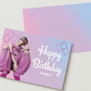 V BTS Birthday Card, Digital ARMY-Inspired Greeting, Taehyung Fan Art, Personalizable e-Card for K-Pop Enthusiasts.