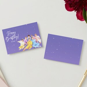 Biglietto d'auguri BTS stampabile, design unico e personalizzabile, download digitale, regalo fan K-Pop, biglietto d'auguri personalizzabile immagine 2