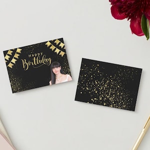 Happy Birthday Card - Lisa Blackpink Gold & Black Modern Vintage - Printable Digital | Unique Design, Perfect K-Pop Fan Gift