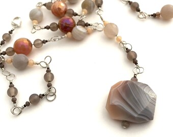 Embers of Florence [ artisan handmade silver beaded necklace, one of a kind, gift, heirloom ]