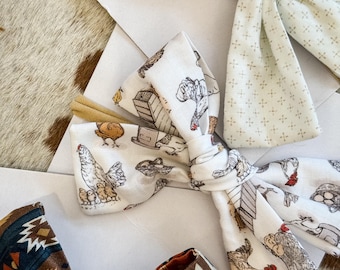 Juego de 3 diademas con lazo para bebé: elige tus estampados / Lazos para bebé estilo western y floral / Hechos a mano en nailon suave / Pinza de cocodrilo