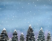 Snowy Forest,  winter solstice card, Christmas card, pack of holiday cards, nature christmas card, watercolor christmas, non-religious card