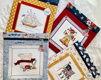 Kit de bolsa para proyecto Independence con panel / Materiales para hacer una bolsa de proyecto / Diseños de Riley Blake / Cremallera y dije