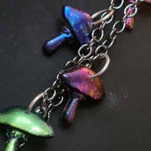 Whimsical Mushroom Keychain – Iridescent Resin Fairycore Accessory