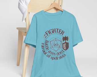 Fighter D20 Jersey Camiseta RPG camisa battleaxe dados camiseta marido esposa dados