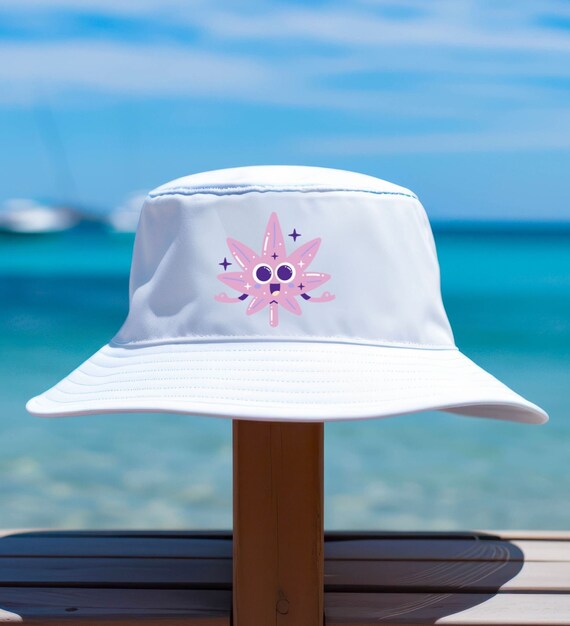 Pink Hemp Leaf W/ Face Bucket Hat Retro 90s Unisex Birthday Gift