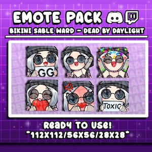 DBD Bikini Sable Ward || Cute Stream Emotes Goth Girl Dead By Daylight ||