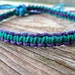 Purple and Blue Green  Woven Hemp Bracelet