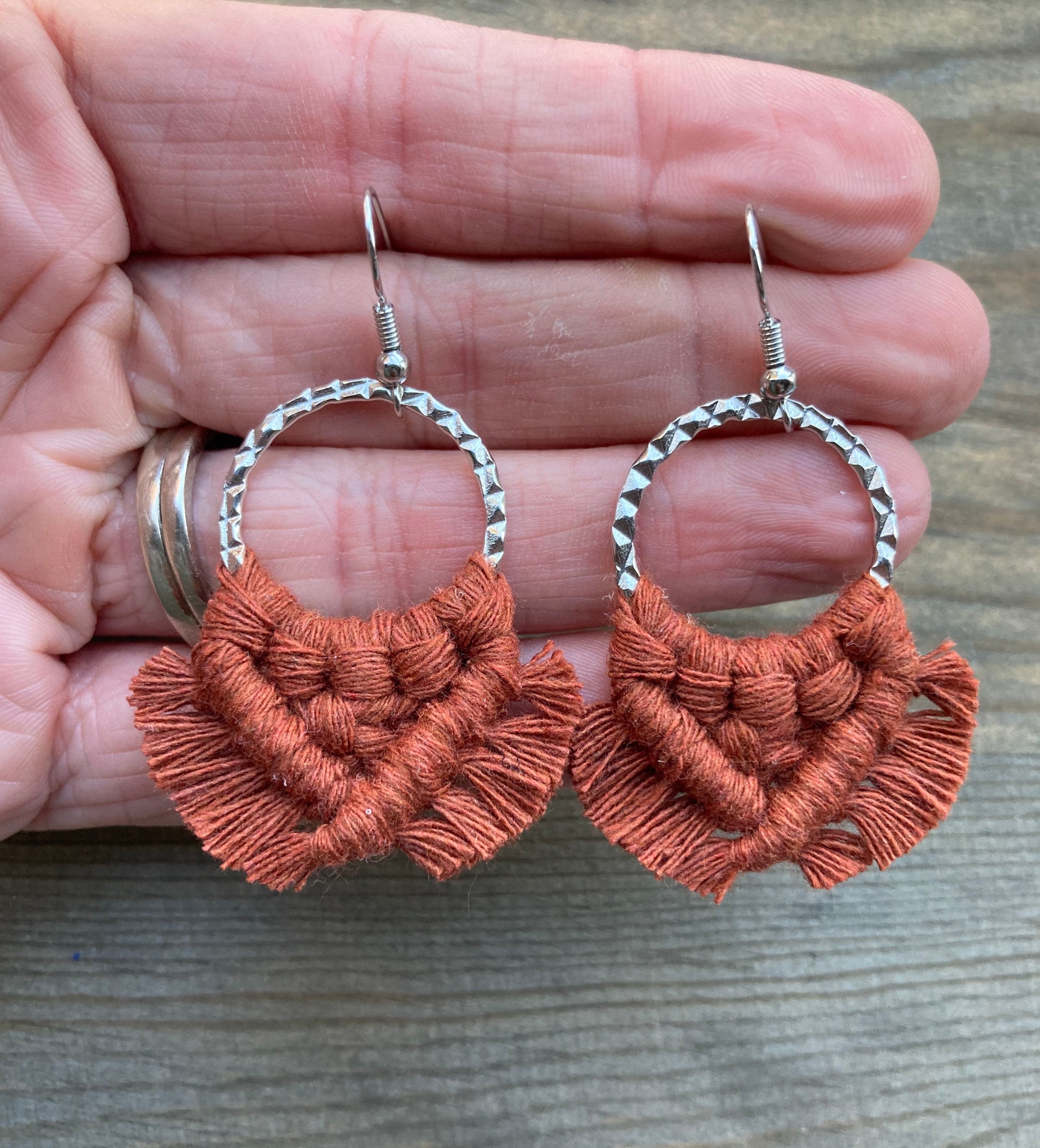 Burnt Orange Fringe Earrings. Small Orange Fringe Earrings. Etsy