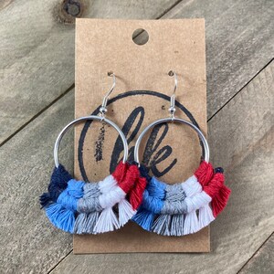 Small Tennessee Titans Earrings. Tennessee Titans Earrings. Multicolored Fringe Earrings. Small Statement Earrings. image 5