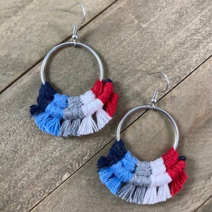 Small Tennessee Titans Earrings. Tennessee Titans Earrings. Multicolored Fringe Earrings. Small Statement Earrings. image 4