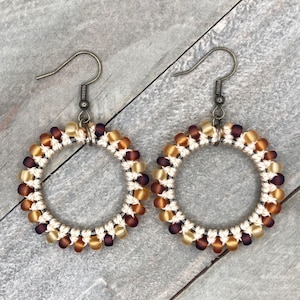 Beaded Hoop Earrings. Macrame Hoop Earrings. Knotted Earrings. Statement Earrings.
