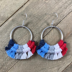 Small Tennessee Titans Earrings. Tennessee Titans Earrings. Multicolored Fringe Earrings. Small Statement Earrings. image 1