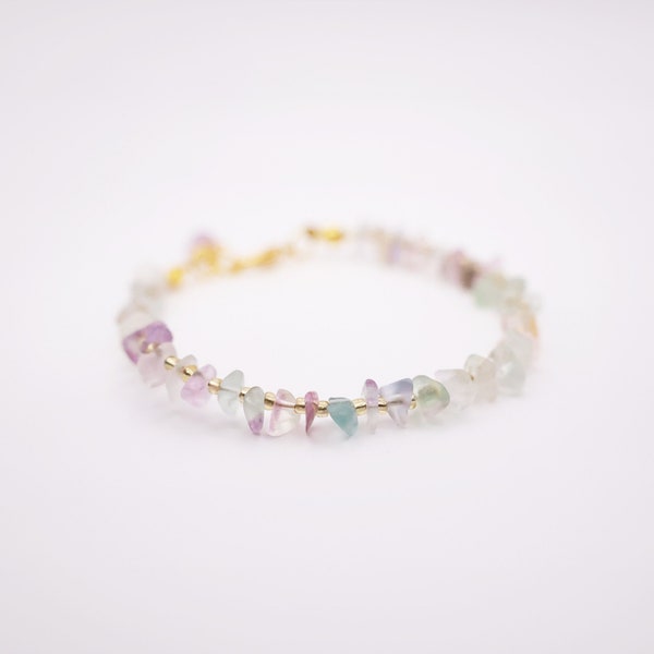 Bracelet en fluorite, Bracelet en peirres naturelles, Bracelet en acier inoxydable