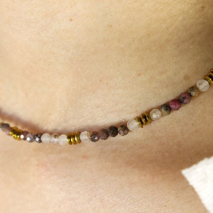 Tourmaline and hematite necklace, Precious stone necklace, Natural stone, Natural stone necklace image 5