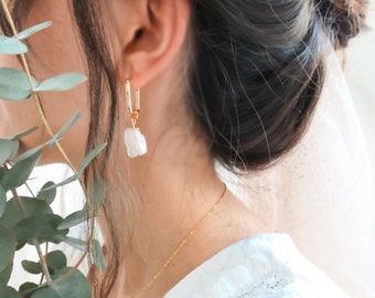 Pearl earrings, bridal earrings, bridesmaid gifts, stainless steel earrings