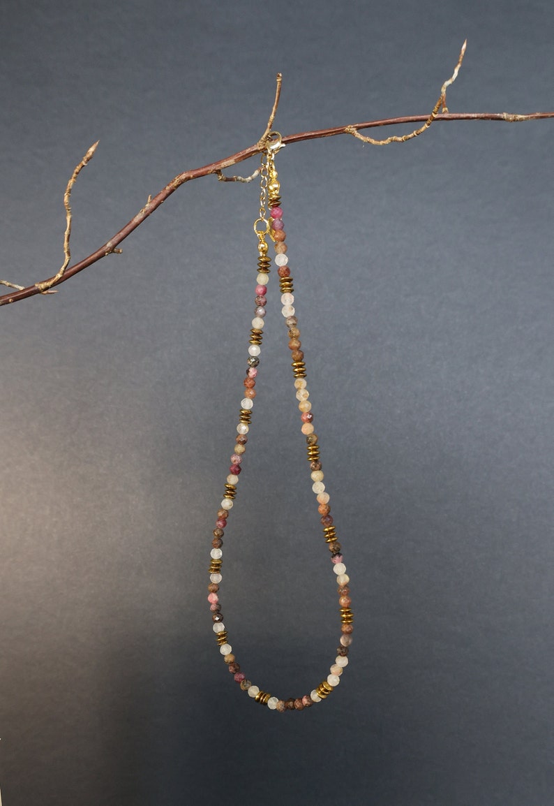 Tourmaline and hematite necklace, Precious stone necklace, Natural stone, Natural stone necklace image 4