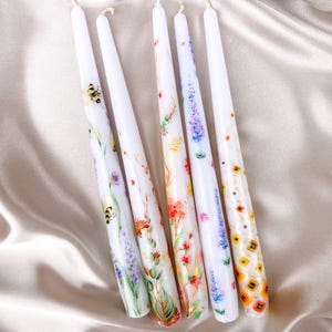 Handpainted Taper Candles, Wedding Candle, Decorative Dinner Candles, Home Decor, Pillar Candle, Christmas gift,Housewarming Handmade Gift