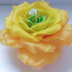 Handmade Yellow Rose Candle, Beeswax Floral Candle, Realistic Flower Candle, Wedding Guests Gifts, Luxury Candle, Fun Candle, Candle Gift