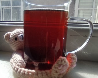 knitted bear cup holder