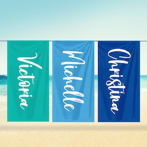 Scripty Style Personalized Beach Towel, Personalized Name Bath Towel, Custom Pool Towel Beach Towel With Name Outside Birthday Vacation Gift
