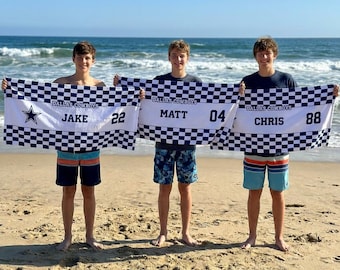 Personalized Baseball Beach Towel: Custom Name & Number, Sports Fan Gift