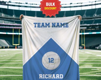 Personalized Volleyball Blanket, Soft Plush Velveteen Sports Gift, Custom Team Name & Number, Perfect for Volleyball Fans, Kids and Teens