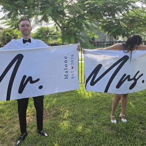Personalized Couple Beach Towel, Custom Name Towel, Couple Gift,Mr. and Mrs. ,Newlywed Gift,Wedding Gift, Honeymoon Gift,Bridal Shower Gift image 3