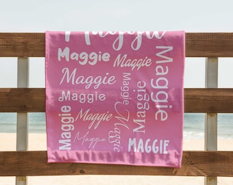 Personalized Name Beach Towel: Signature Style, Polyester, Custom Kids/Adults