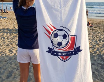 Custom Logo Beach Towel, Personalized Logo Towel, Pool Towel, Custom Text Beach Towel, Team Gift, Promotional Towel, Summer Beach Accessory