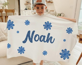 Floral Style Custom Beach Towel, Personalized Name Beach Towel, Holiday Vacation Birthday Bridesmaid Custom Pool Towel, Bridal Shower Gift